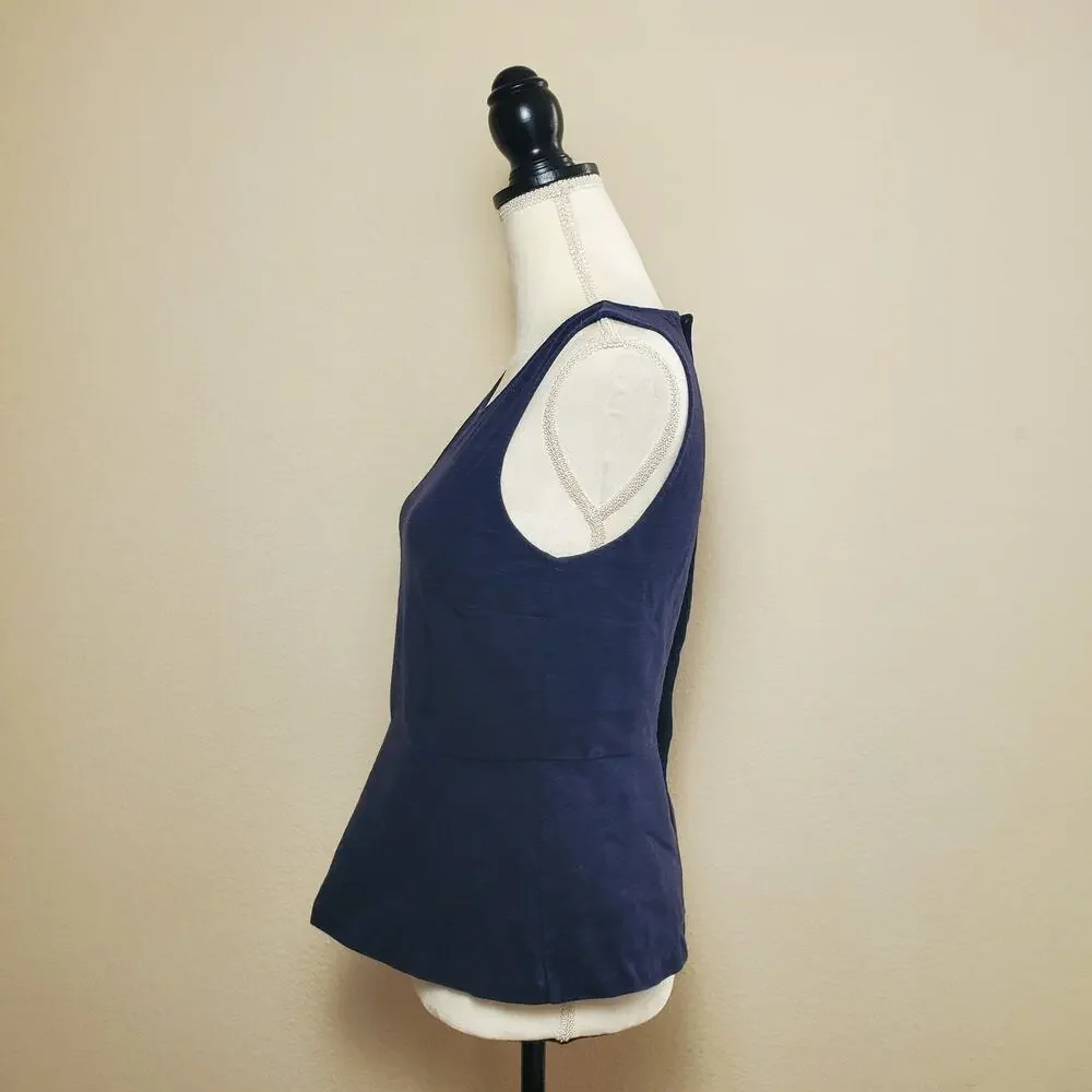 J. Crew Navy Peplum Blouse Small
